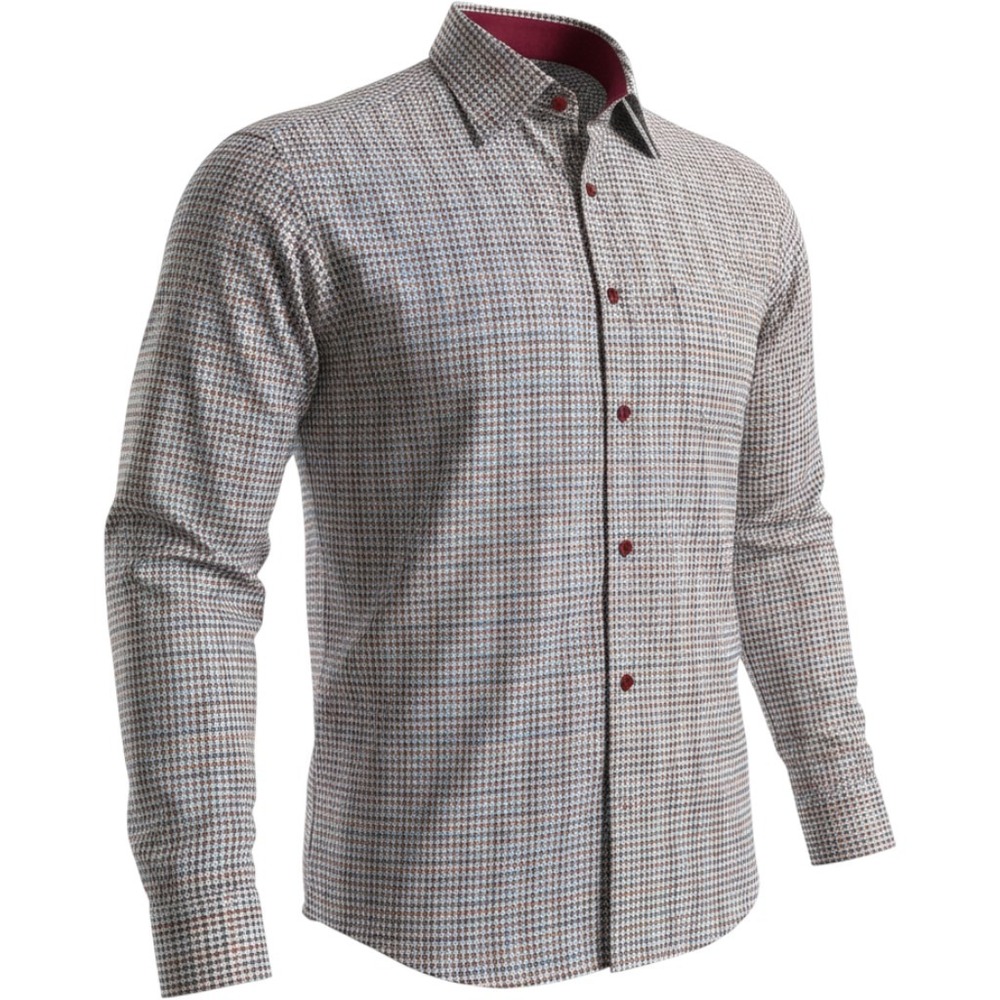 Paul Fredrick Mens Classic Fit Non-Iron Cotton Houndstooth Dress Shirt 18 x 33